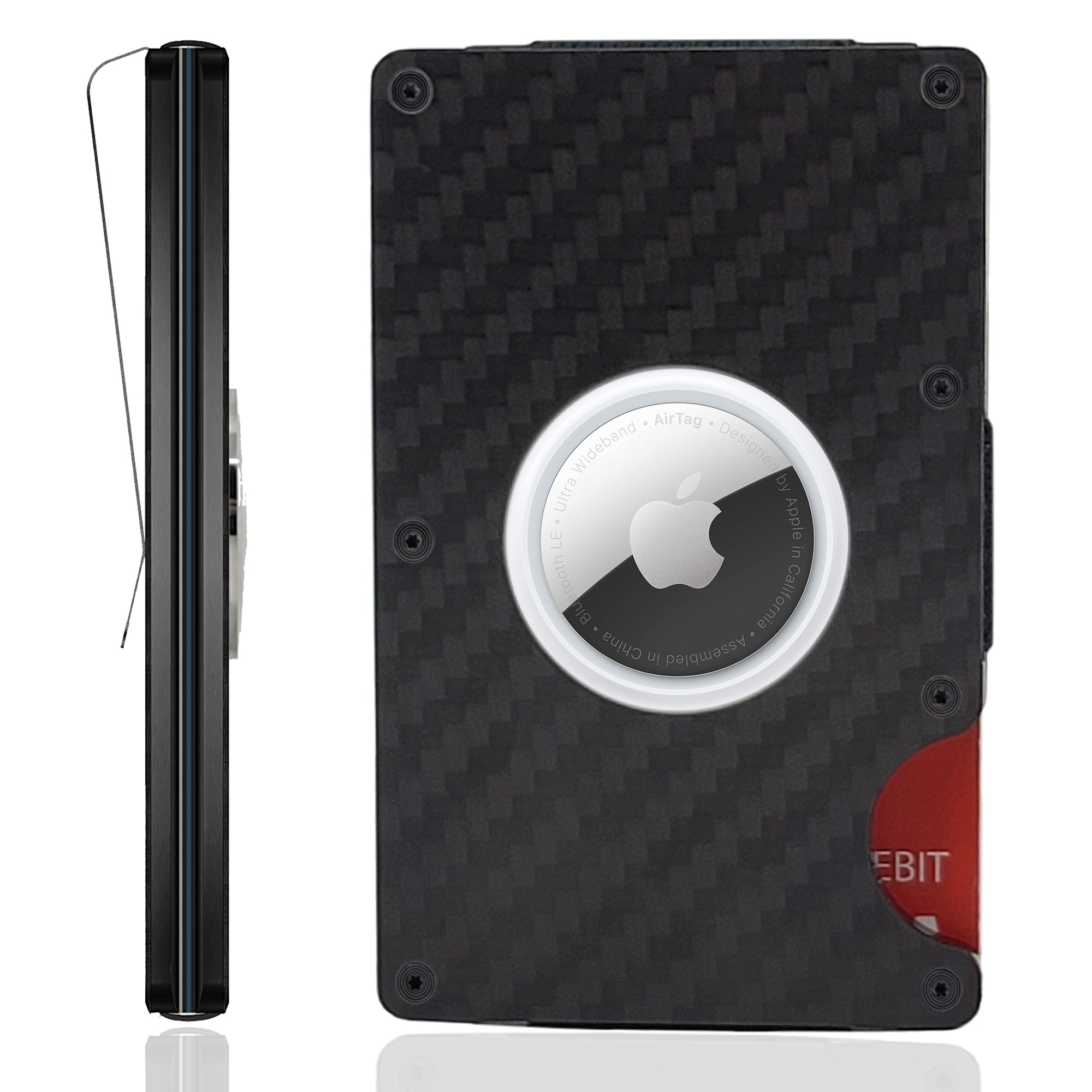 AirTag Trackable Aluminum Wallet | RFID Blocking | Holds 1-16 Cards | Money Clip / Matte Black