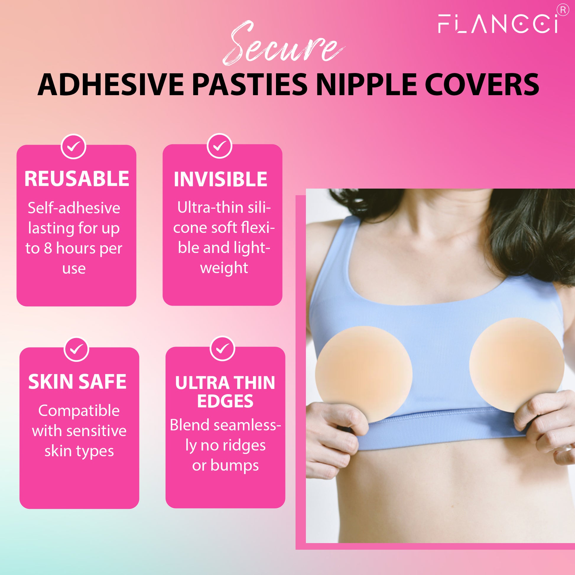 Nipple Covers Sticky Bra Pasties Silicone Women Beige Adhesive Reuse