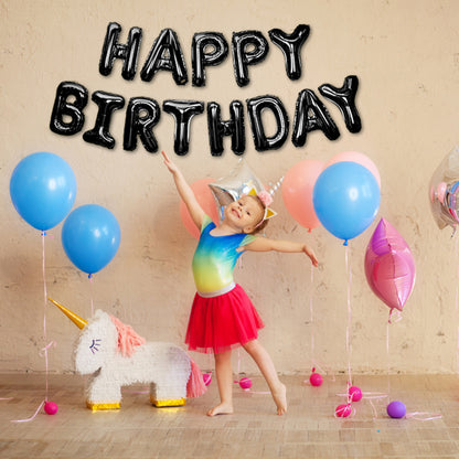 Happy Birthday Banner 3D Baloon (3D Black) - FLANCCI